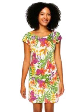 Tommy Bahama Tropical Floral Dress Women’s Hawaiian Print Summer Shift